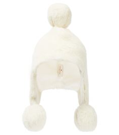 Тедди-шапка из альпаки, льна и шелка Max Mara Kids, белый