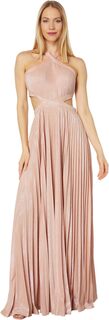 Плиссированное вечернее платье с перекрестным вырезом и металлическим вырезом BCBGMAXAZRIA, цвет Bare Pink