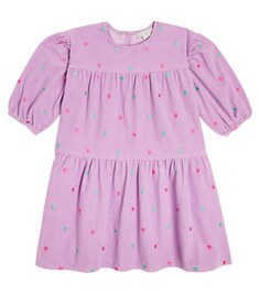 Вельветовое платье с вышивкой Stella Mccartney Kids, фиолетовый