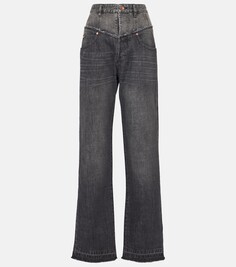 Прямые джинсы с высокой посадкой Isabel Marant, черный