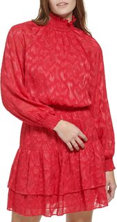 Платье с высоким воротником и длинными рукавами Calvin Klein, цвет Rouge