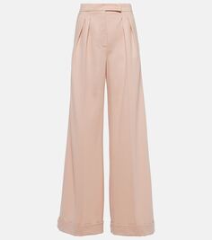 Широкие брюки из шерстяного джерси faraday Max Mara, розовый