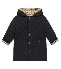 Стеганое пальто в клетку vintage check Burberry Kids, черный