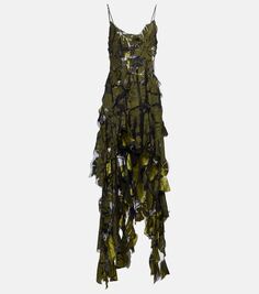 Платье миди асимметричного кроя в стиле пэчворк Acne Studios, мультиколор