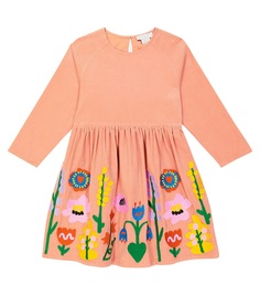 Платье из хлопка с вышивкой Stella Mccartney Kids, розовый