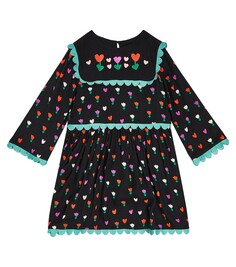 Платье с принтом и отделкой фестонами Stella Mccartney Kids, мультиколор