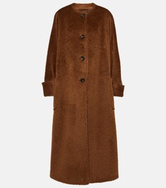 Hudson оверсайз-пальто из шерсти и альпаки Max Mara, коричневый