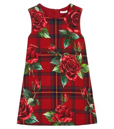 Платье из смесового хлопка с принтом Dolce&amp;Gabbana Kids, мультиколор