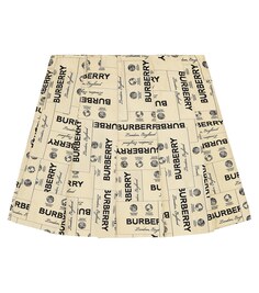Жаккардовая юбка со складками и этикеткой Burberry Kids, бежевый