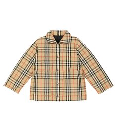 Двустороннее пальто в клетку Burberry Kids, бежевый