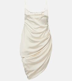 Атласное платье-комбинация la saudade brodée Jacquemus, белый