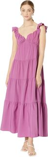 Платье макси с рюшами и рукавами English Factory, фиолетовый