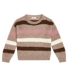 Полосатый свитер из мохера Brunello Cucinelli Kids, мультиколор