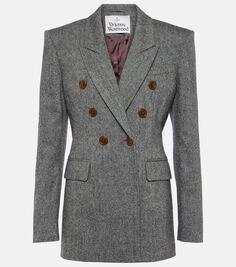 Двубортный пиджак из смесовой шерсти Vivienne Westwood, серый