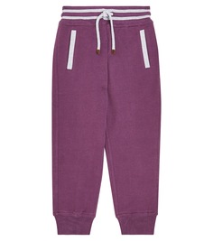 Спортивные брюки из хлопковой махры Brunello Cucinelli Kids, красный