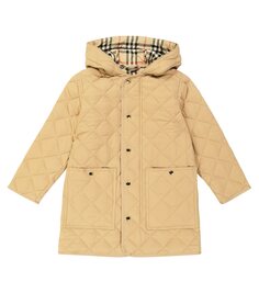 Стеганое пальто Burberry Kids, коричневый