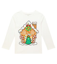 Футболка из хлопкового джерси с принтом Stella Mccartney Kids, белый