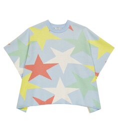 Накидка из хлопка и шерсти с принтом Stella Mccartney Kids, мультиколор