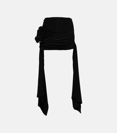 Мини-юбка из джерси с цветочной аппликацией Magda Butrym, черный