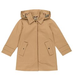 Тренч из хлопка Burberry Kids, бежевый