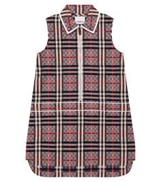 Платье в клетку vintage check из смесового хлопка Burberry Kids, мультиколор