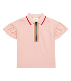 Рубашка-поло из хлопкового пике с полосками icon Burberry Kids, розовый