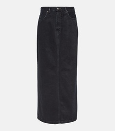 Джинсовая юбка макси со средней посадкой Acne Studios, черный