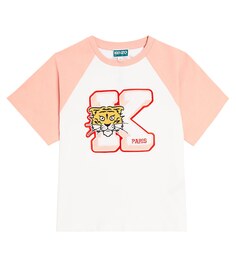 Футболка из хлопкового джерси с вышивкой Kenzo Kids, мультиколор