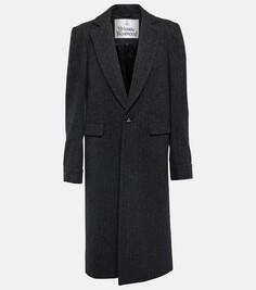 Пальто из смесовой шерсти в меловую полоску Vivienne Westwood, черный