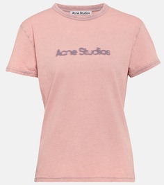 Футболка из хлопкового джерси с логотипом Acne Studios, фиолетовый