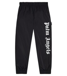 Спортивные брюки из хлопкового джерси с логотипом Palm Angels Kids, черный