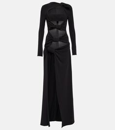 Платье из крепа с вырезами The Attico, черный
