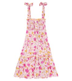 Платье triny с цветочным принтом Poupette St Barth Kids, розовый