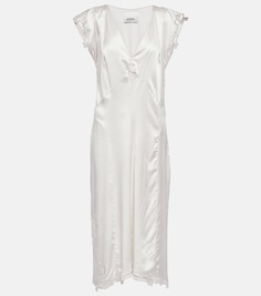 Платье миди jordina из смесового шелка Isabel Marant, белый