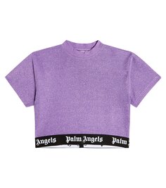 Укороченный топ из джерси с логотипом Palm Angels Kids, фиолетовый