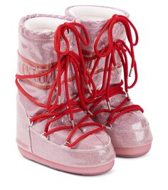 Зимние ботинки icon с блестками Moon Boot Kids, розовый