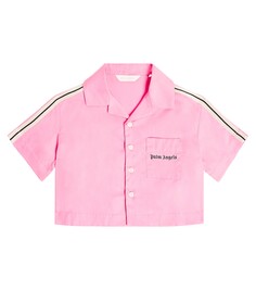 Укороченная рубашка с логотипом Palm Angels Kids, розовый
