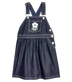 Джинсовое платье с вышитым логотипом Kenzo Kids, синий