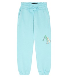 Спортивные брюки из хлопковой махры с логотипом Amiri Kids, синий