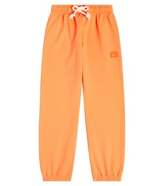 Спортивные брюки из хлопкового джерси с логотипом face Acne Studios Kids, апельсин