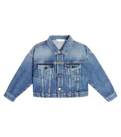 Укороченная джинсовая куртка с логотипом Palm Angels Kids, синий