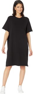 Платье длиной до колена с круглым вырезом из органического хлопка, французская махровая ткань Eileen Fisher, черный