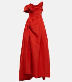 Атласное платье с драпировкой и открытыми плечами Vivienne Westwood, красный