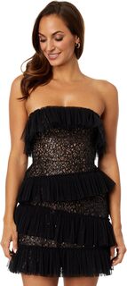 Платье Sequin Lace &amp; Pleated Iba Tulle BCBGMAXAZRIA, черный