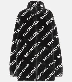 Куртка из искусственного меха с логотипом Balenciaga, черный