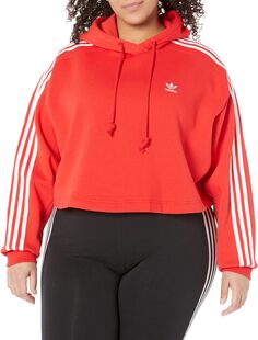 Короткая толстовка с 3 полосками больших размеров adidas, цвет Vivid Red