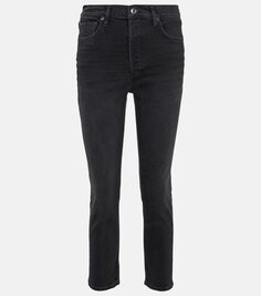 Укороченные прямые джинсы riley с высокой посадкой Agolde, черный