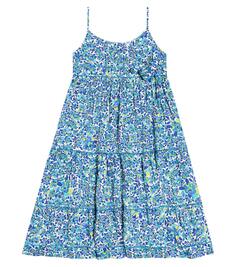 Платье бэмби с цветочным принтом Poupette St Barth Kids, синий