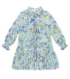 Платье tesorino с цветочным принтом Poupette St Barth Kids, синий