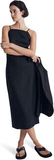 Платье-комбинация миди с квадратным вырезом из 100 % льна Madewell, цвет True Black